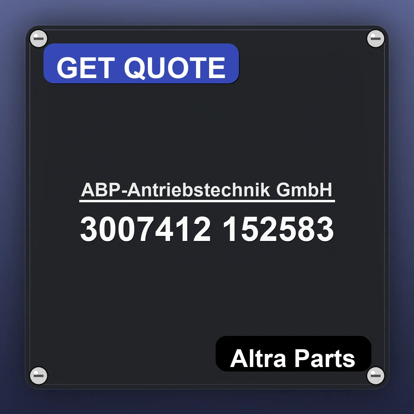 ABP-Antriebstechnik GmbH 3007412 152583 industrial nameplate style image – Altra Parts. GET QUOTE.
