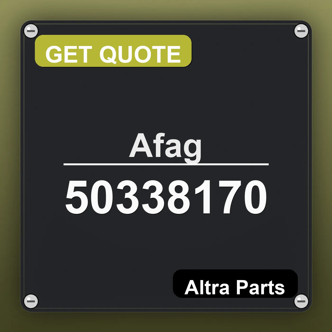 Afag 50338170 industrial nameplate style image – Altra Parts. GET QUOTE.