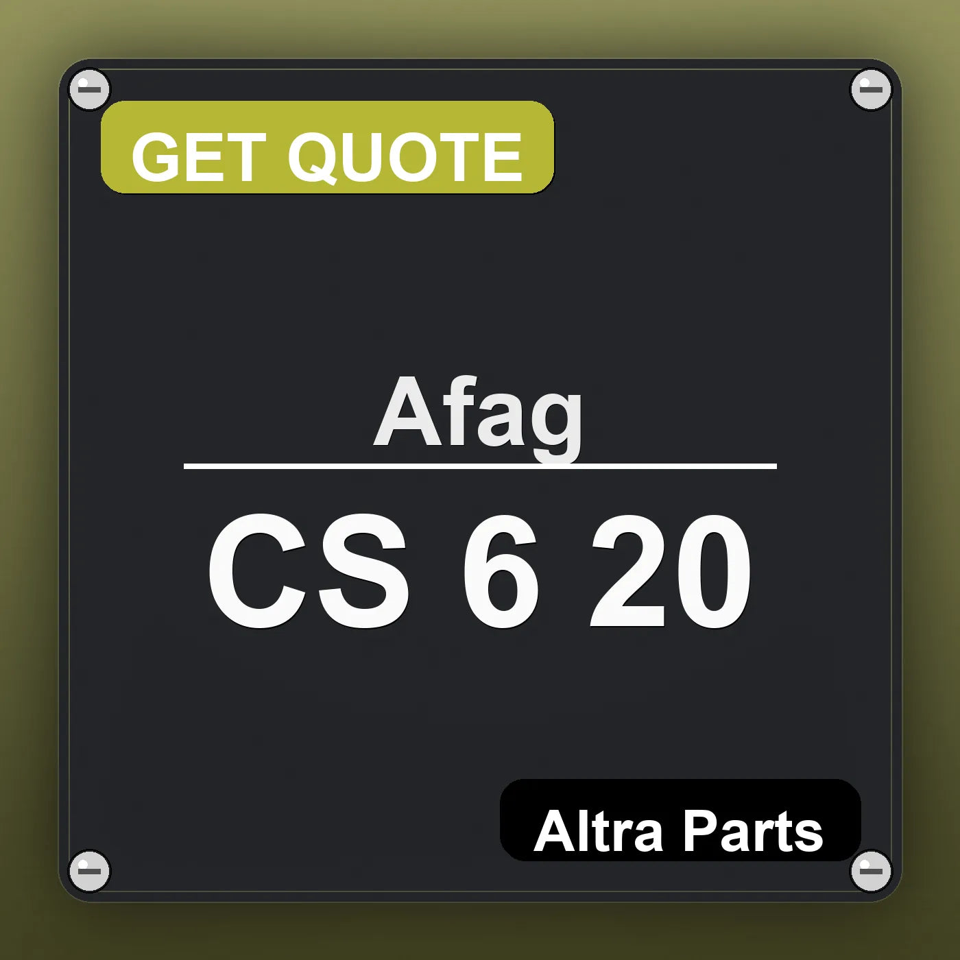 Afag CS 6 20 industrial nameplate style image – Altra Parts. GET QUOTE.