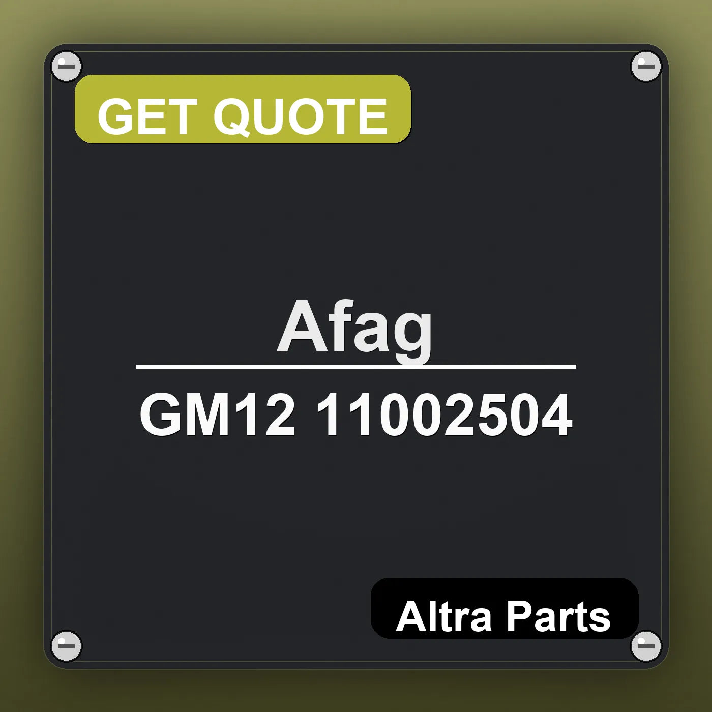Afag GM12 11002504 industrial nameplate style image – Altra Parts. GET QUOTE.