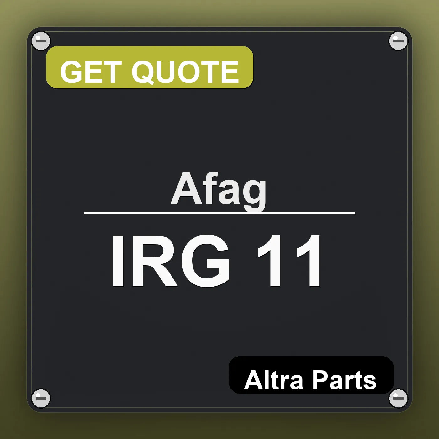 Afag IRG 11 industrial nameplate style image – Altra Parts. GET QUOTE.