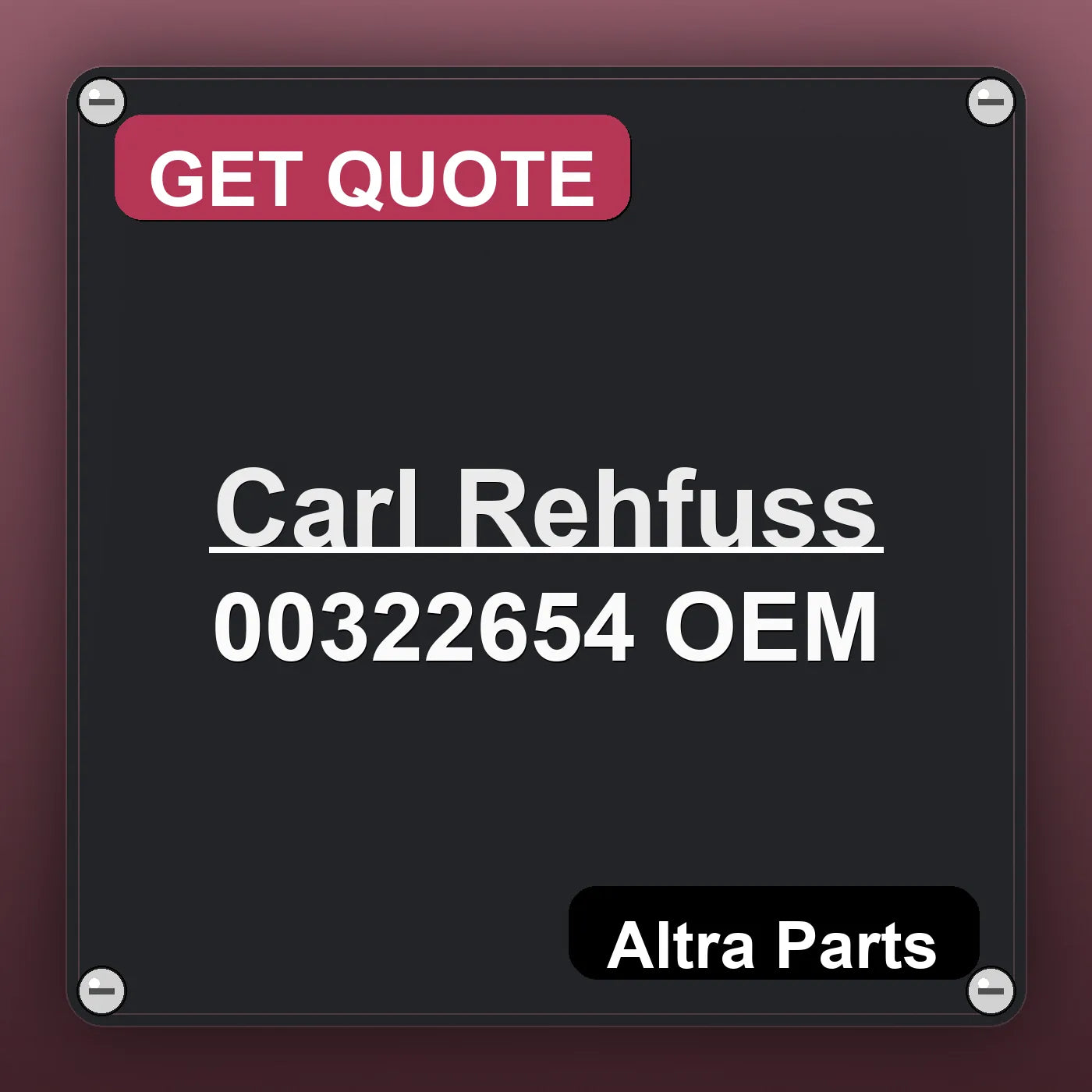 Carl Rehfuss 00322654 OEM industrial nameplate style image – Altra Parts. GET QUOTE.