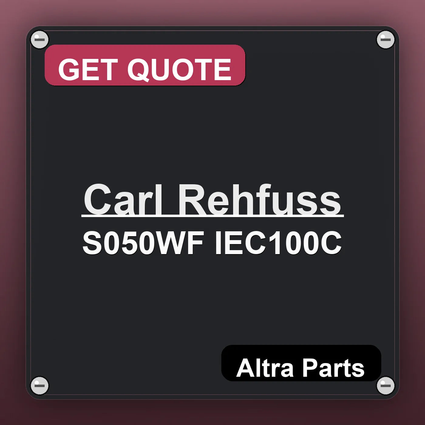 Carl Rehfuss S050WF IEC100C industrial nameplate style image – Altra Parts. GET QUOTE.