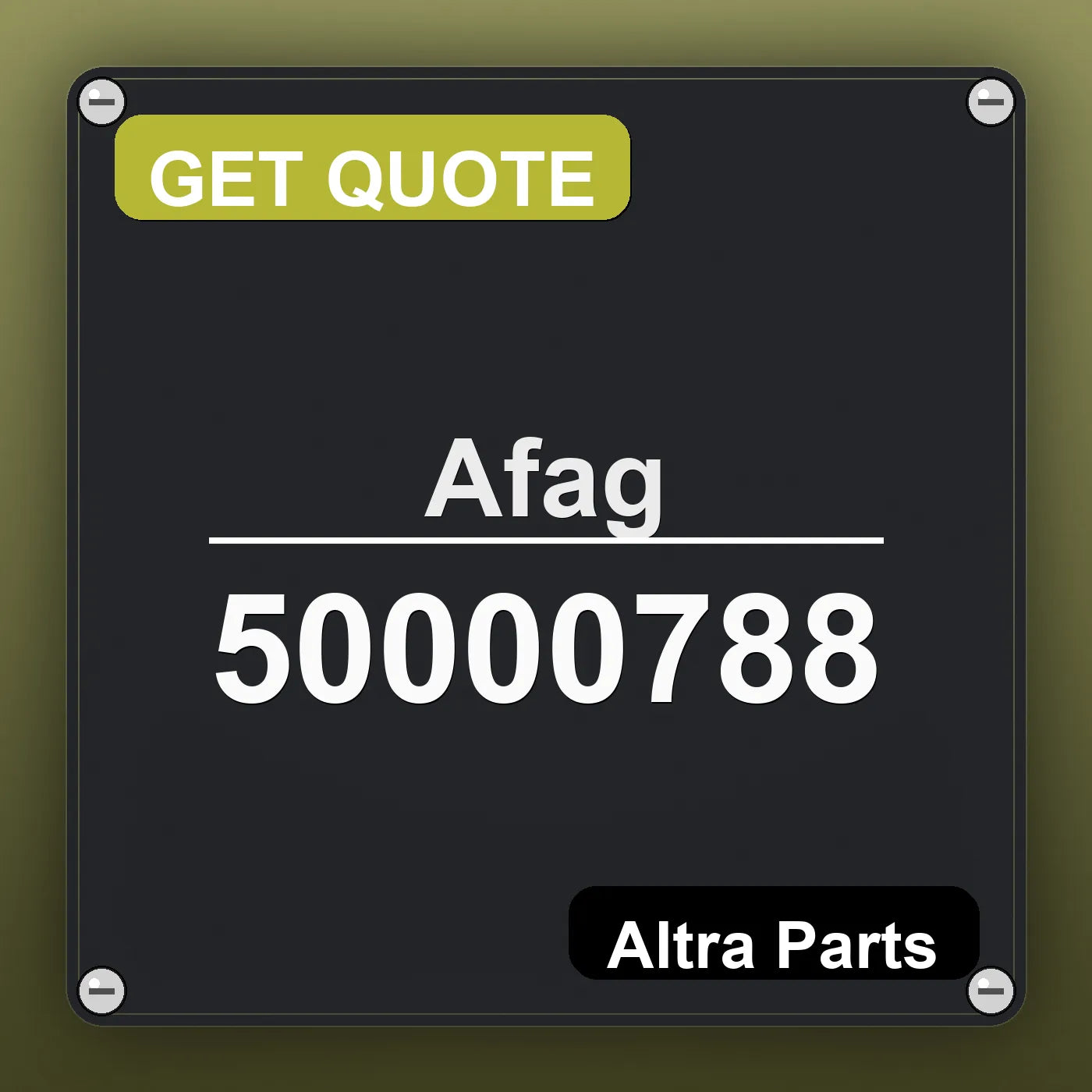 Afag 50000788 industrial nameplate style image – Altra Parts. GET QUOTE.