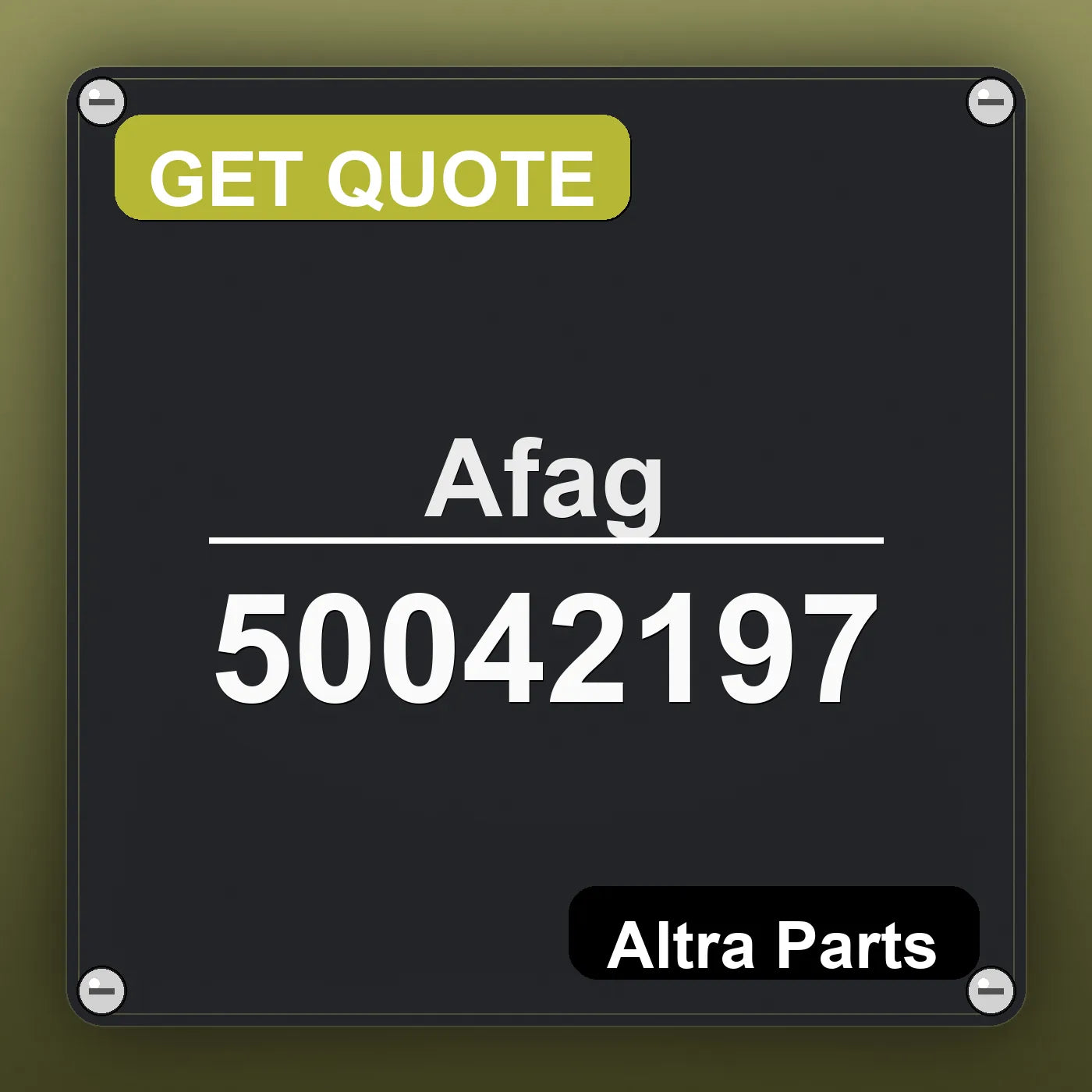 Afag 50042197 industrial nameplate style image – Altra Parts. GET QUOTE.