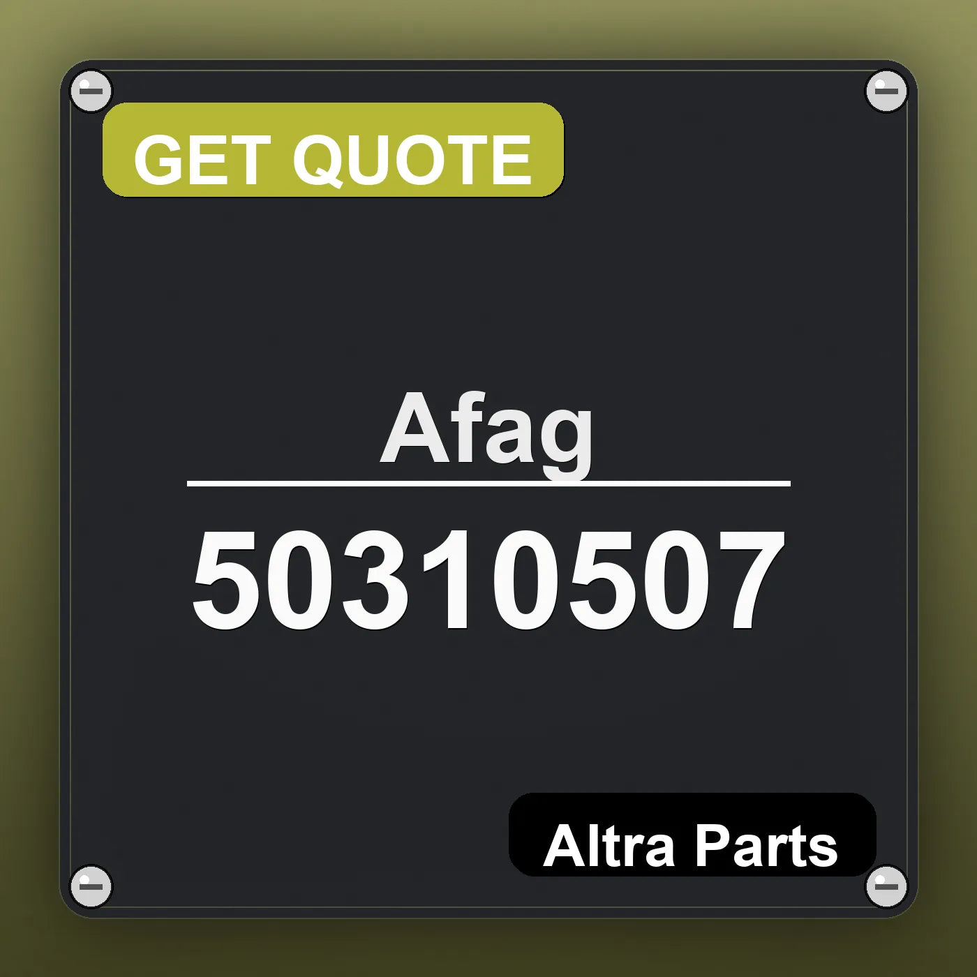 Afag 50310507 industrial nameplate style image – Altra Parts. GET QUOTE.