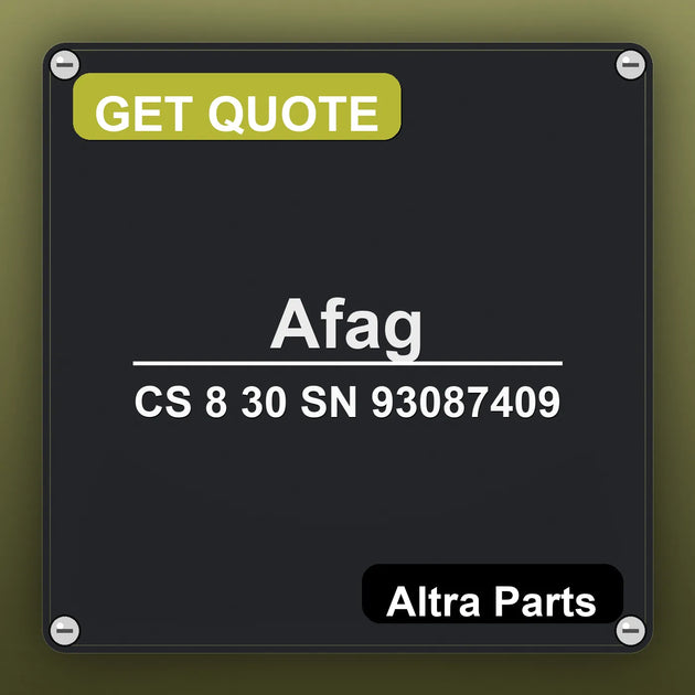 Afag CS 8 30 SN 93087409 industrial nameplate style image – Altra Parts. GET QUOTE.