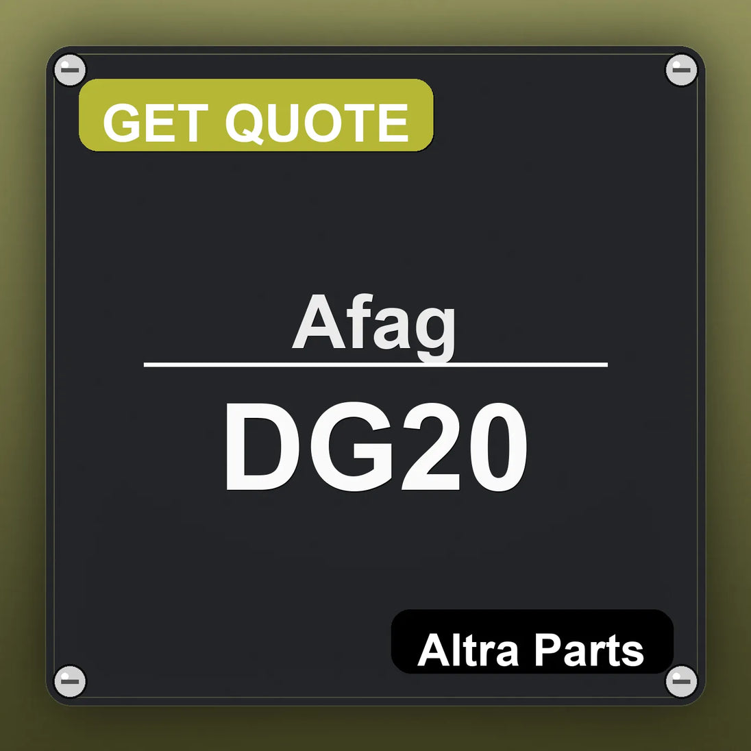 Afag DG20 industrial nameplate style image – Altra Parts. GET QUOTE.