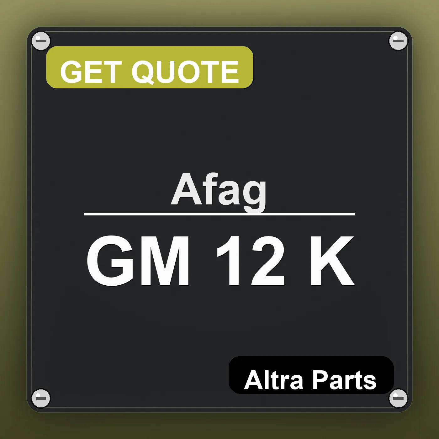 Afag GM 12 K industrial nameplate style image – Altra Parts. GET QUOTE.