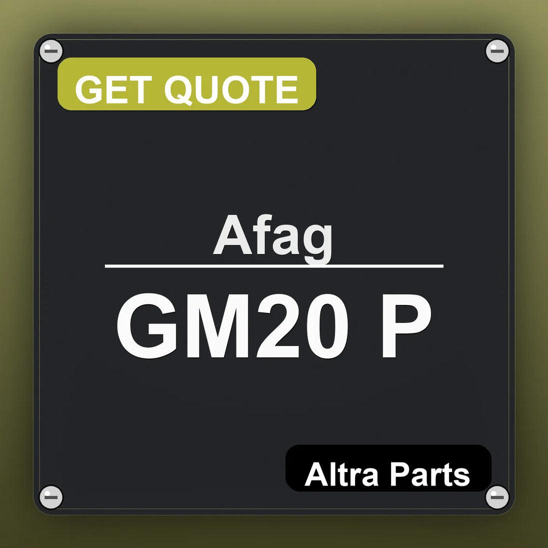 Afag GM20 P industrial nameplate style image – Altra Parts. GET QUOTE.