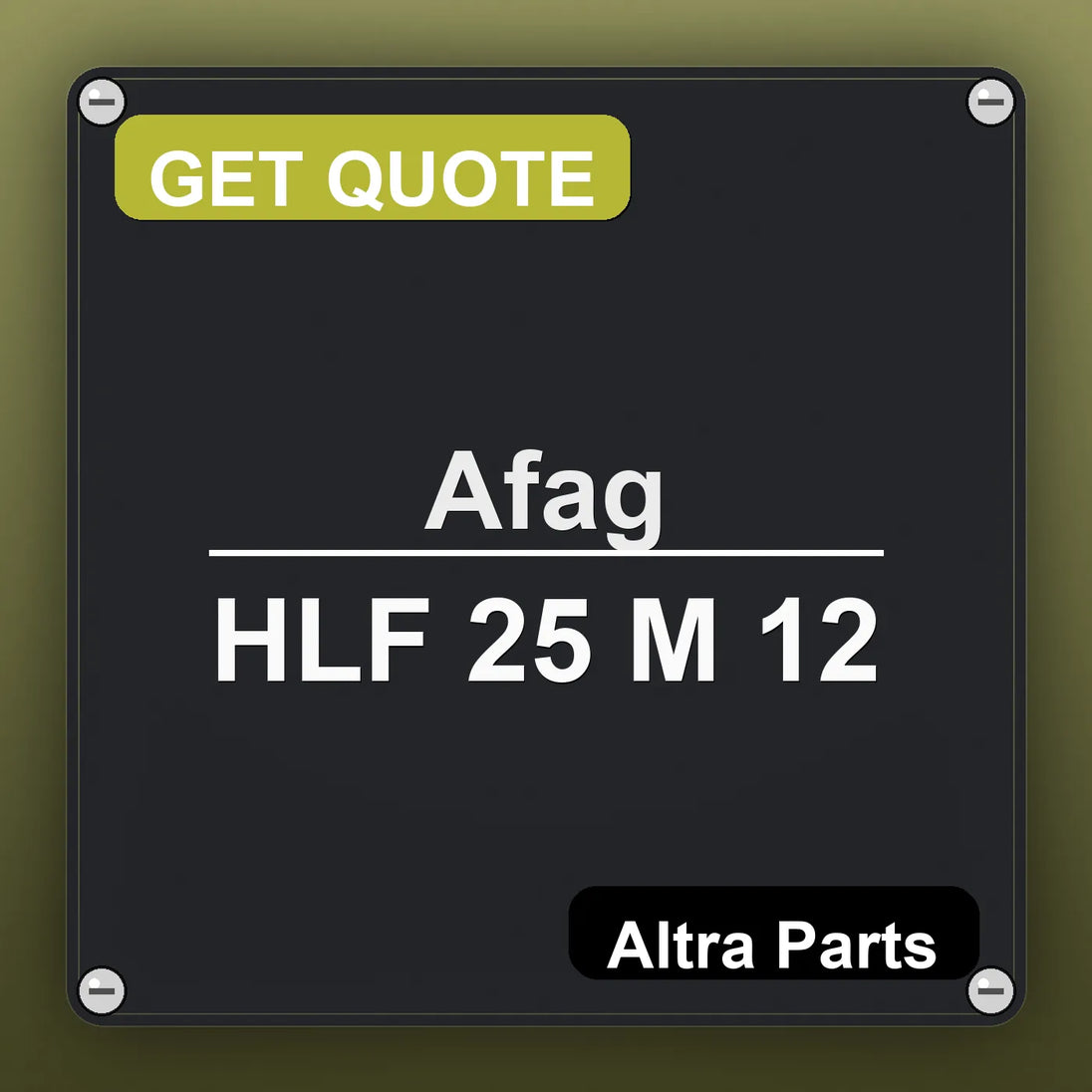 Afag HLF 25 M 12 industrial nameplate style image – Altra Parts. GET QUOTE.