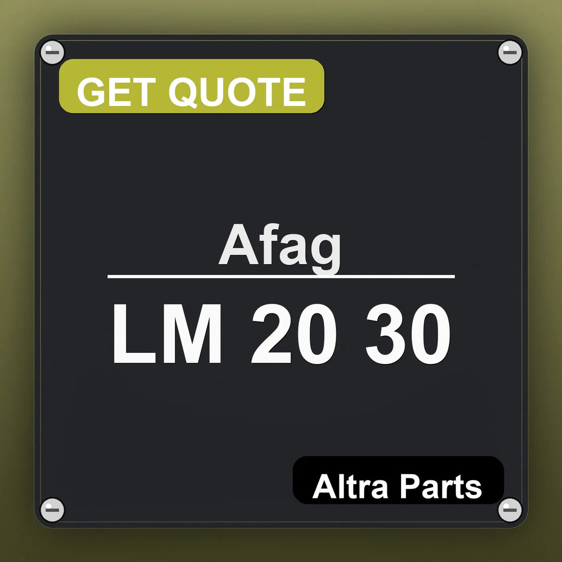 Afag LM 20 30 industrial nameplate style image – Altra Parts. GET QUOTE.
