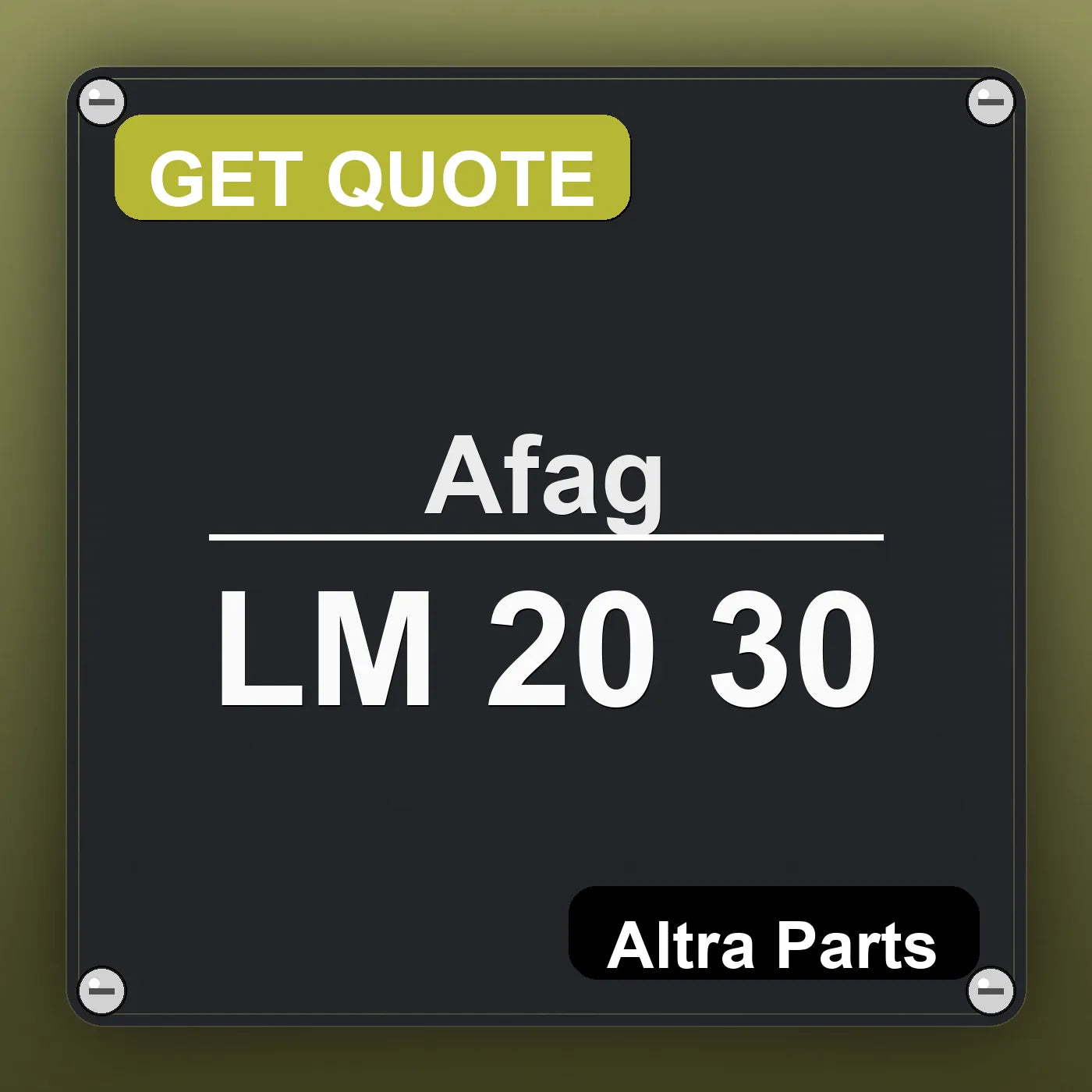 Afag LM 20 30 industrial nameplate style image – Altra Parts. GET QUOTE.