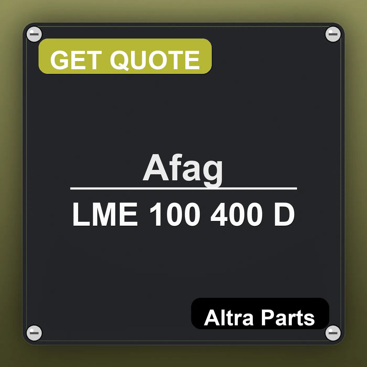 Afag LME 100 400 D industrial nameplate style image – Altra Parts. GET QUOTE.
