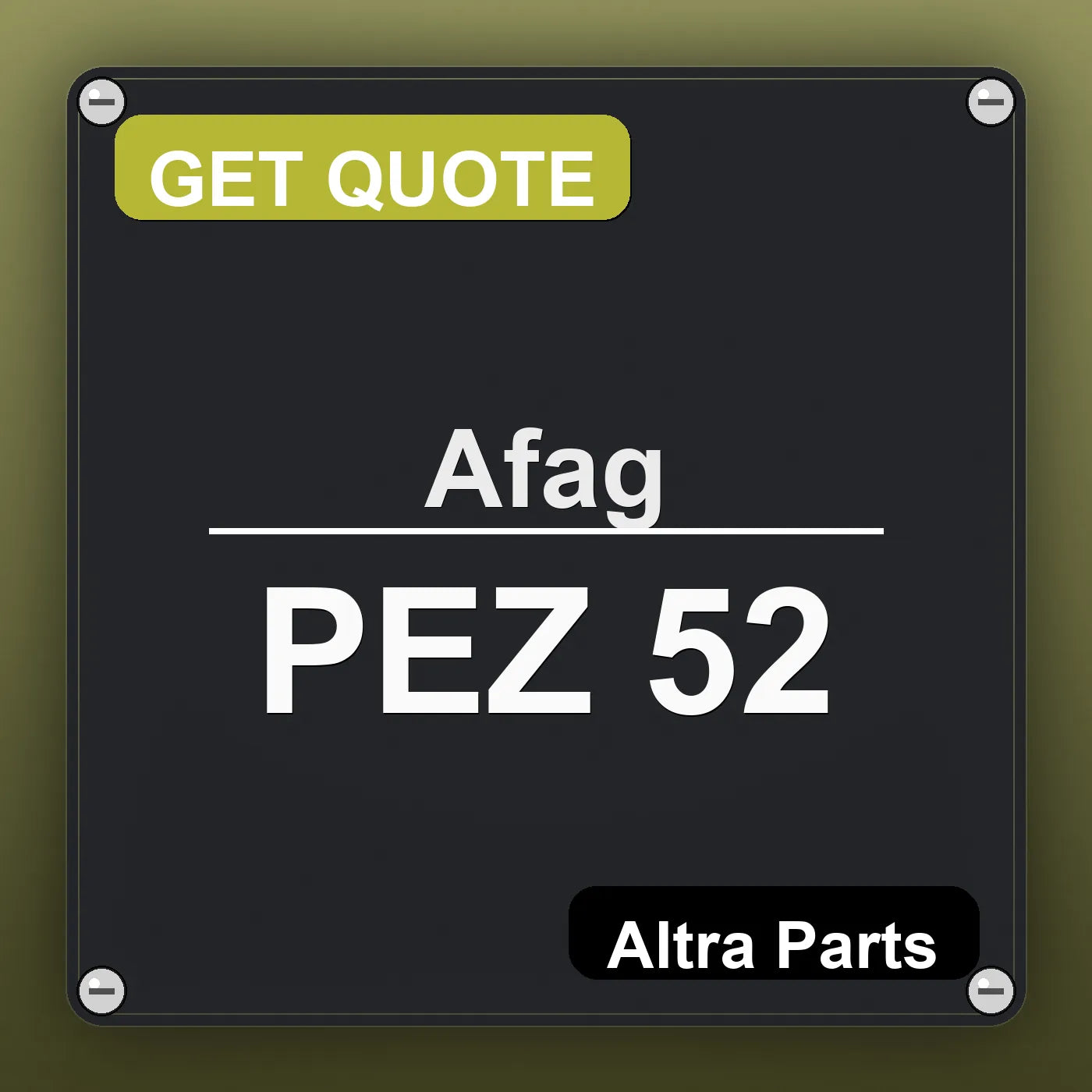 Afag PEZ 52 industrial nameplate style image – Altra Parts. GET QUOTE.