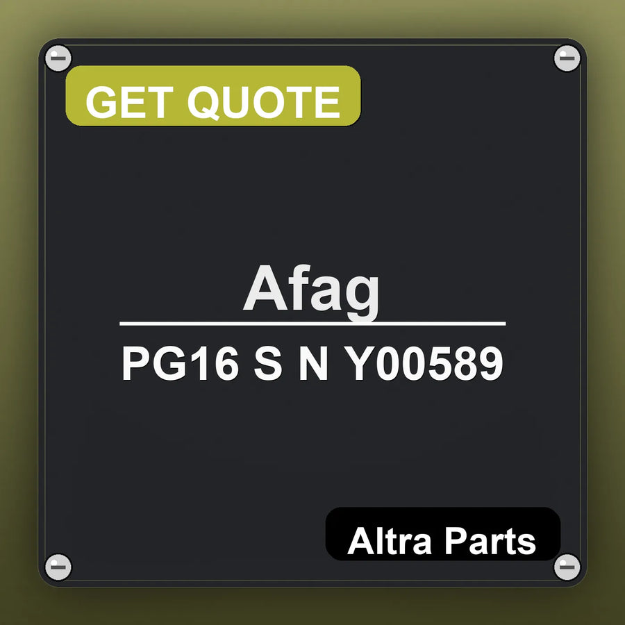 Afag PG16 S N Y00589 industrial nameplate style image – Altra Parts. GET QUOTE.