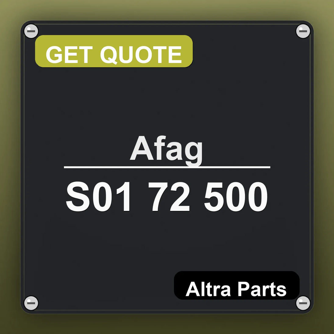 Afag S01 72 500 industrial nameplate style image – Altra Parts. GET QUOTE.