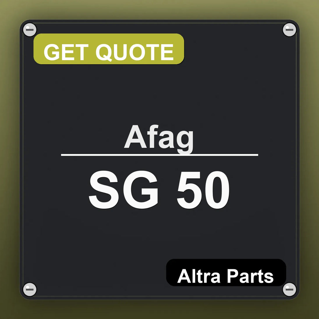 Afag SG 50 industrial nameplate style image – Altra Parts. GET QUOTE.