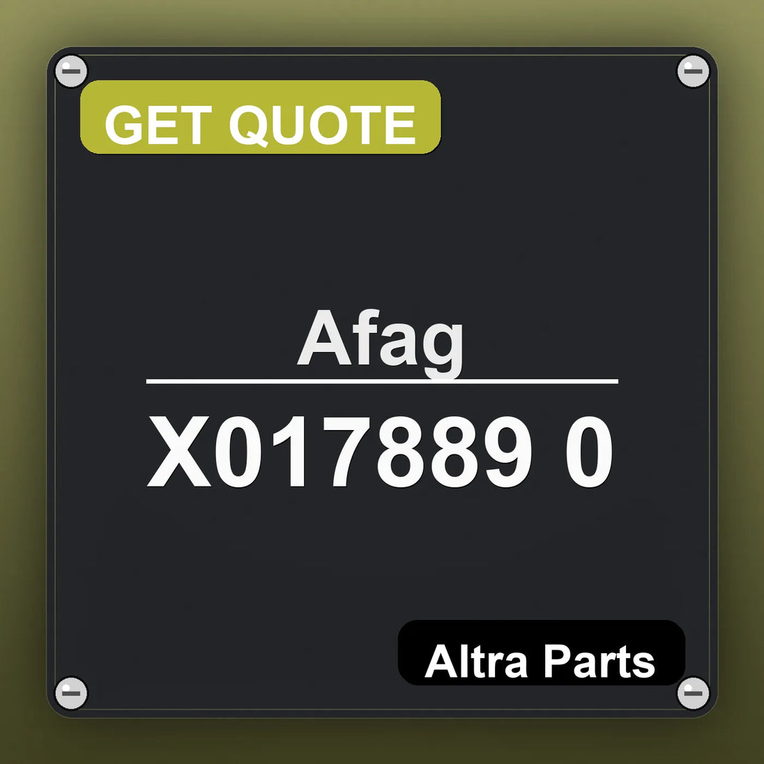 Afag X017889 0 industrial nameplate style image – Altra Parts. GET QUOTE.