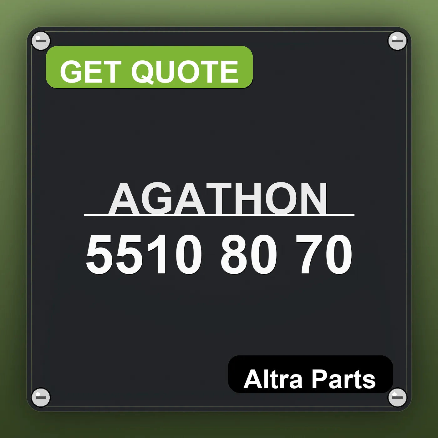 AGATHON 5510 80 70 industrial nameplate style image – Altra Parts. GET QUOTE.