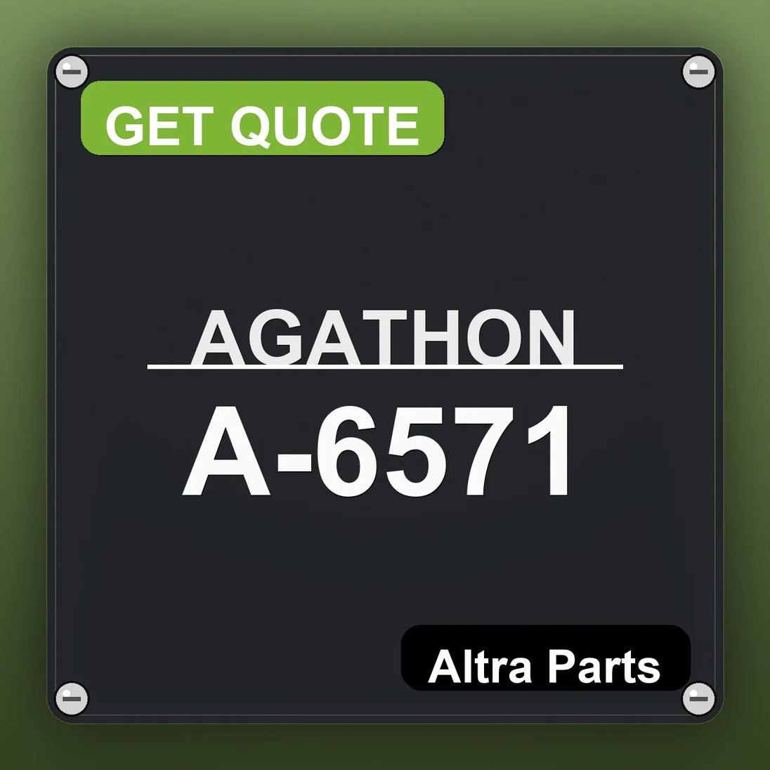 AGATHON A-6571 industrial nameplate style image – Altra Parts. GET QUOTE.