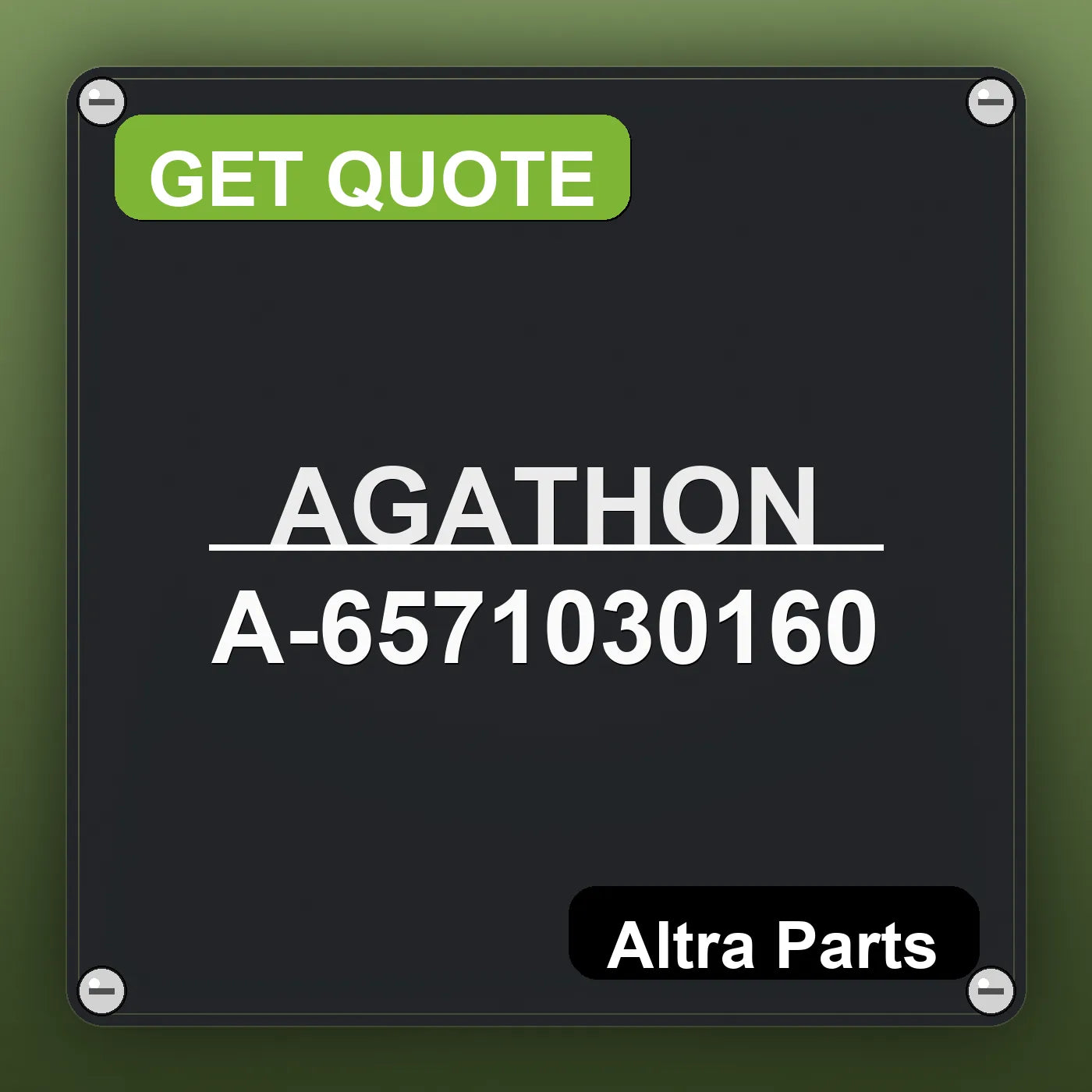 AGATHON A-6571030160 industrial nameplate style image – Altra Parts. GET QUOTE.
