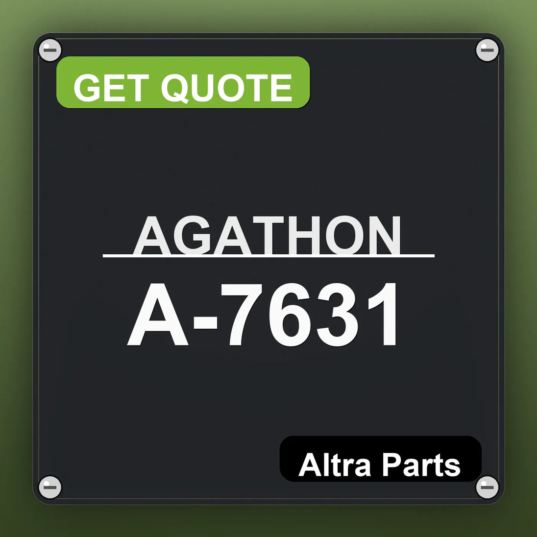 AGATHON A-7631 industrial nameplate style image – Altra Parts. GET QUOTE.