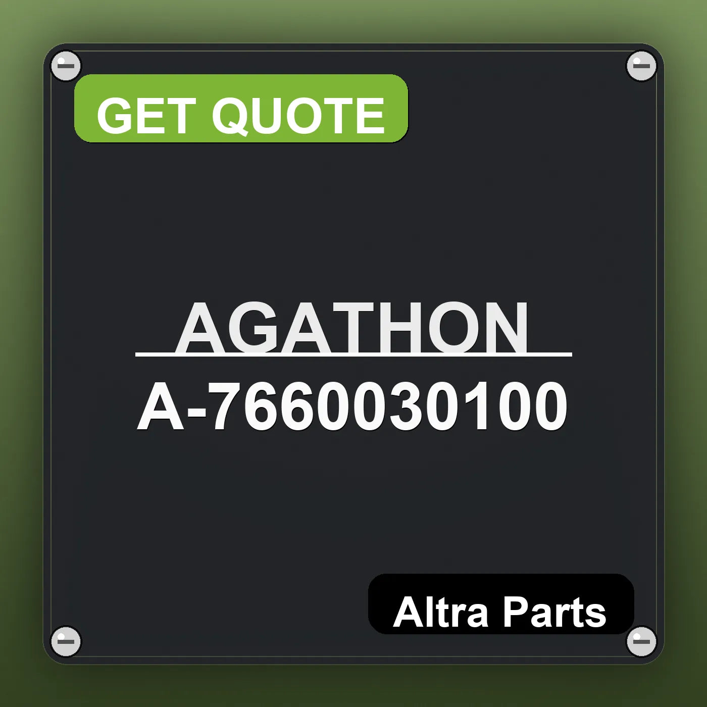 AGATHON A-7660030100 industrial nameplate style image – Altra Parts. GET QUOTE.
