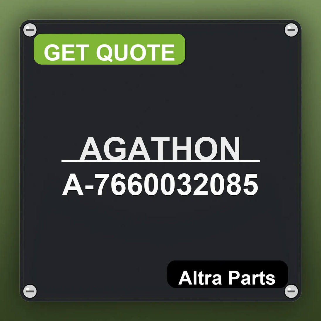 AGATHON A-7660032085 industrial nameplate style image – Altra Parts. GET QUOTE.