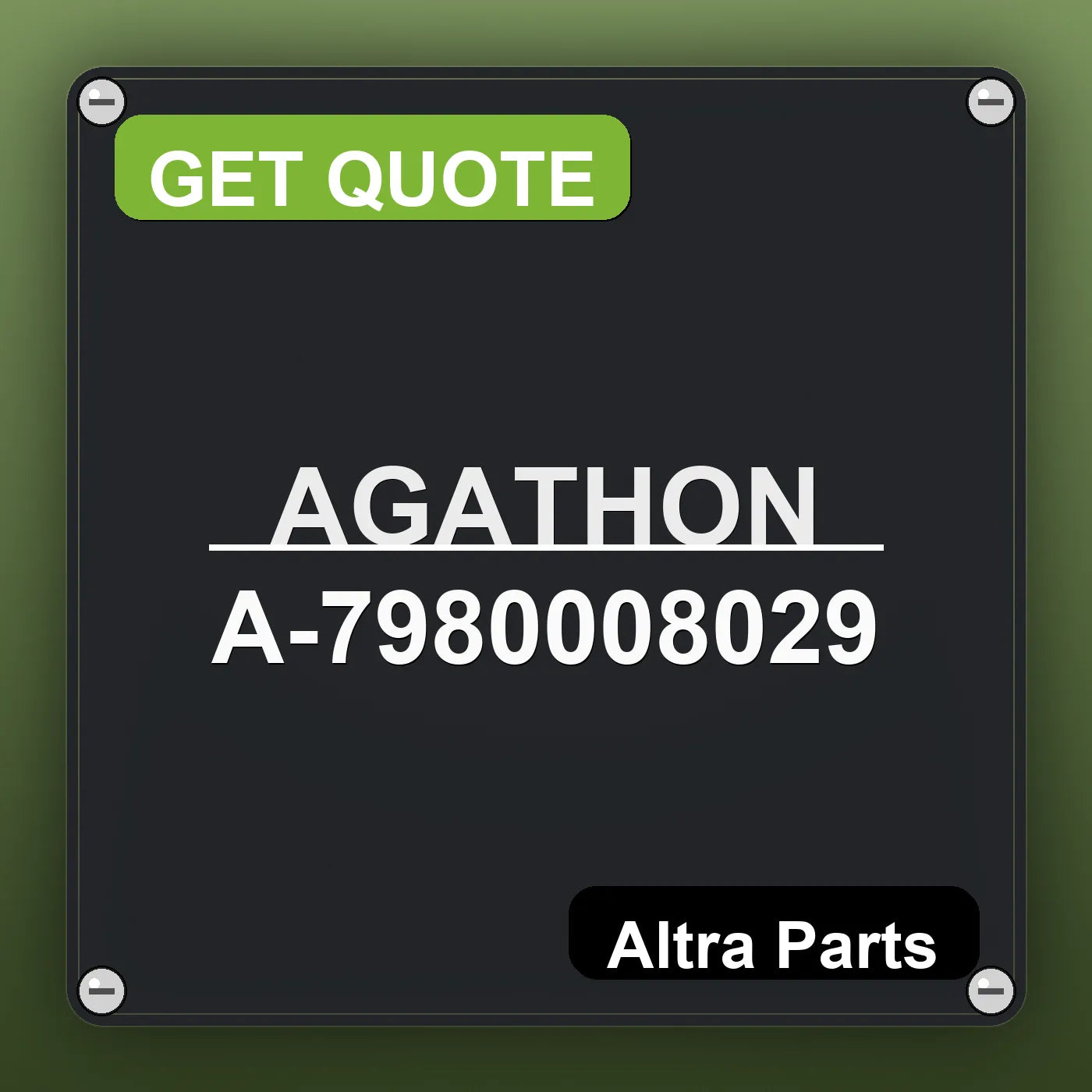 AGATHON A-7980008029 industrial nameplate style image – Altra Parts. GET QUOTE.