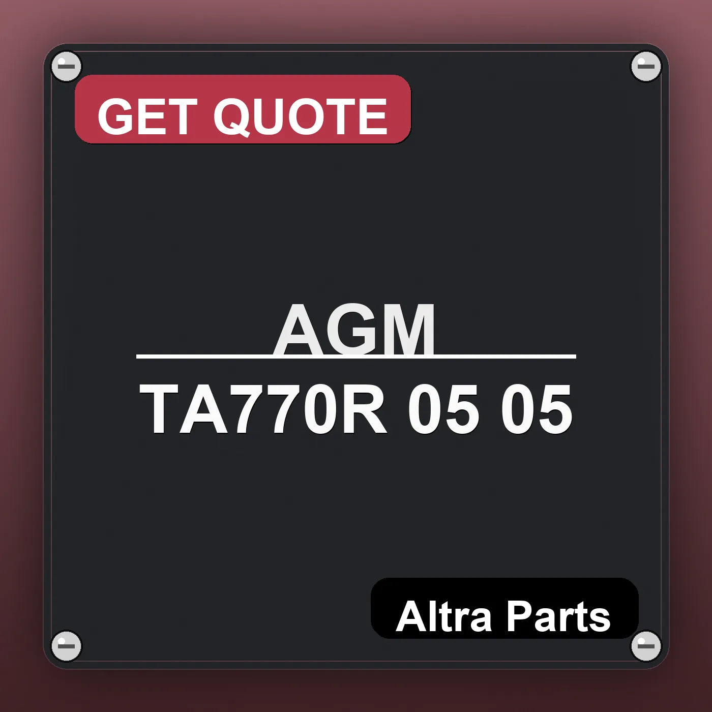 AGM TA770R 05 05 industrial nameplate style image – Altra Parts. GET QUOTE.