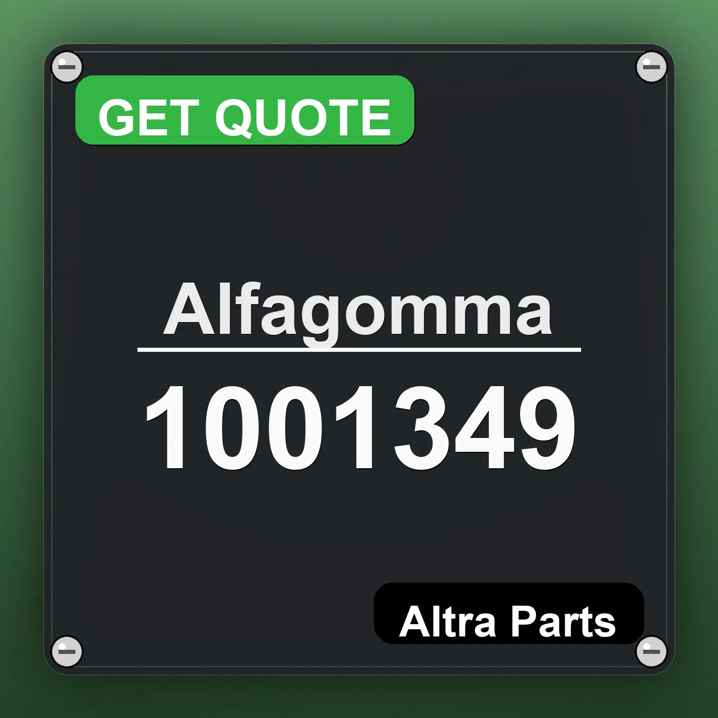 Alfagomma 1001349 industrial nameplate style image – Altra Parts. GET QUOTE.