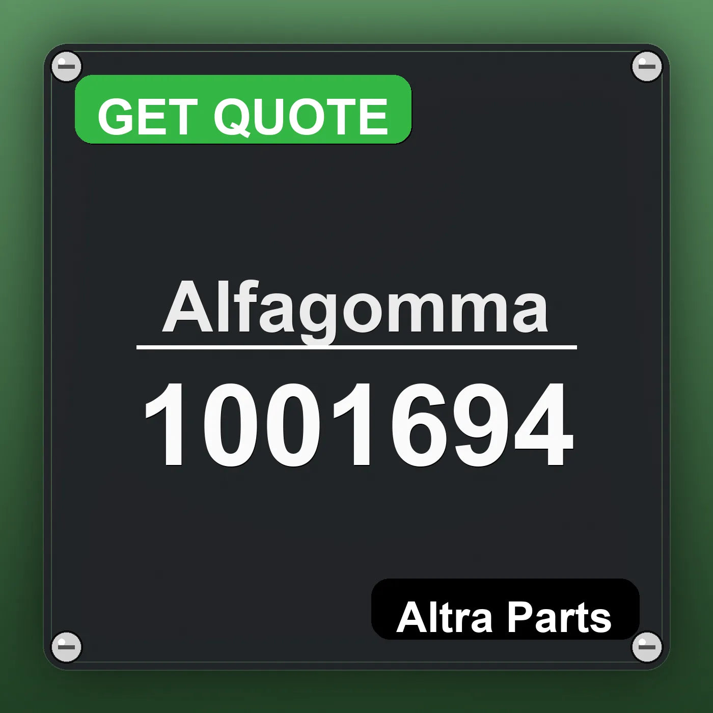 Alfagomma 1001694 industrial nameplate style image – Altra Parts. GET QUOTE.