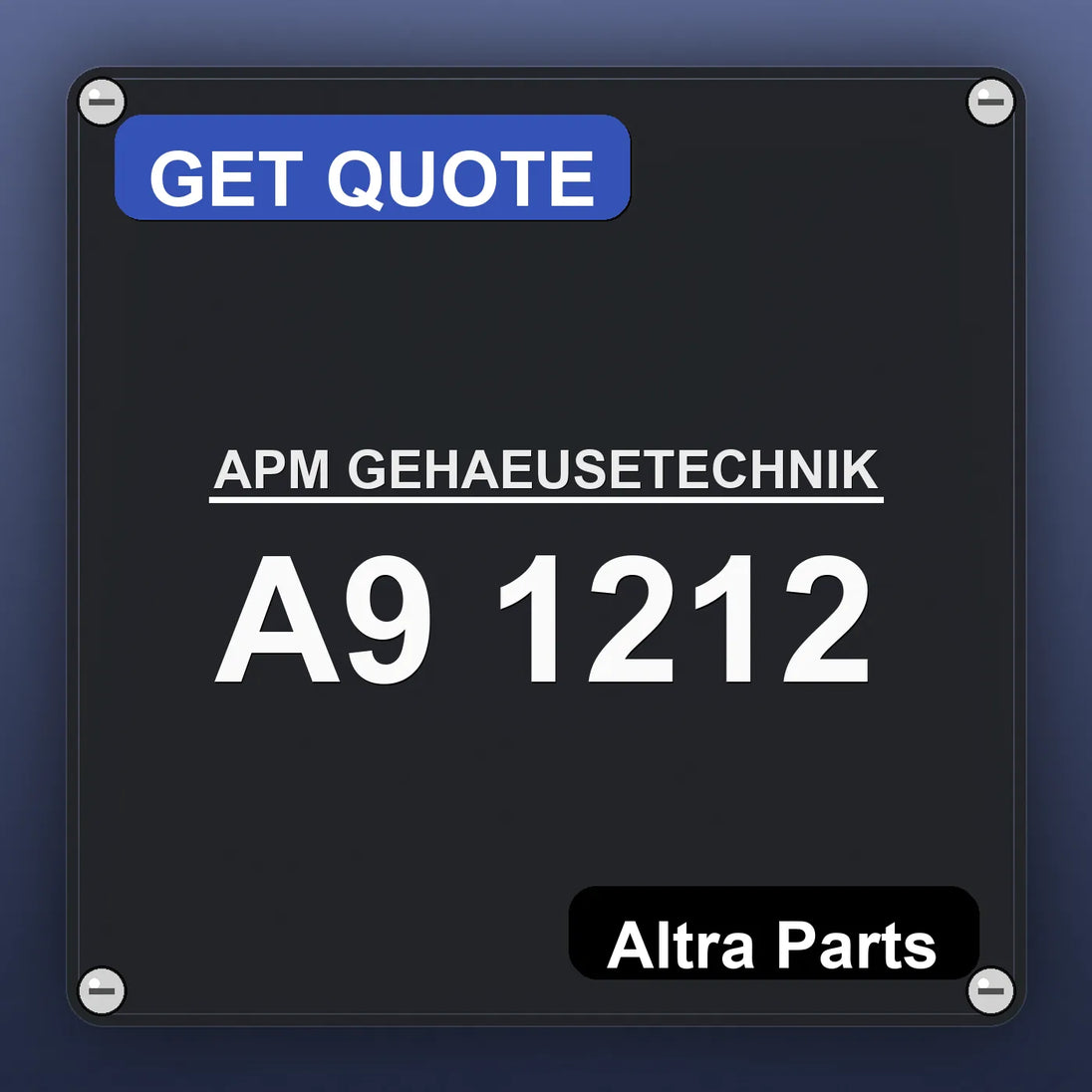 APM GEHAEUSETECHNIK A9 1212 industrial nameplate style image – Altra Parts. GET QUOTE.