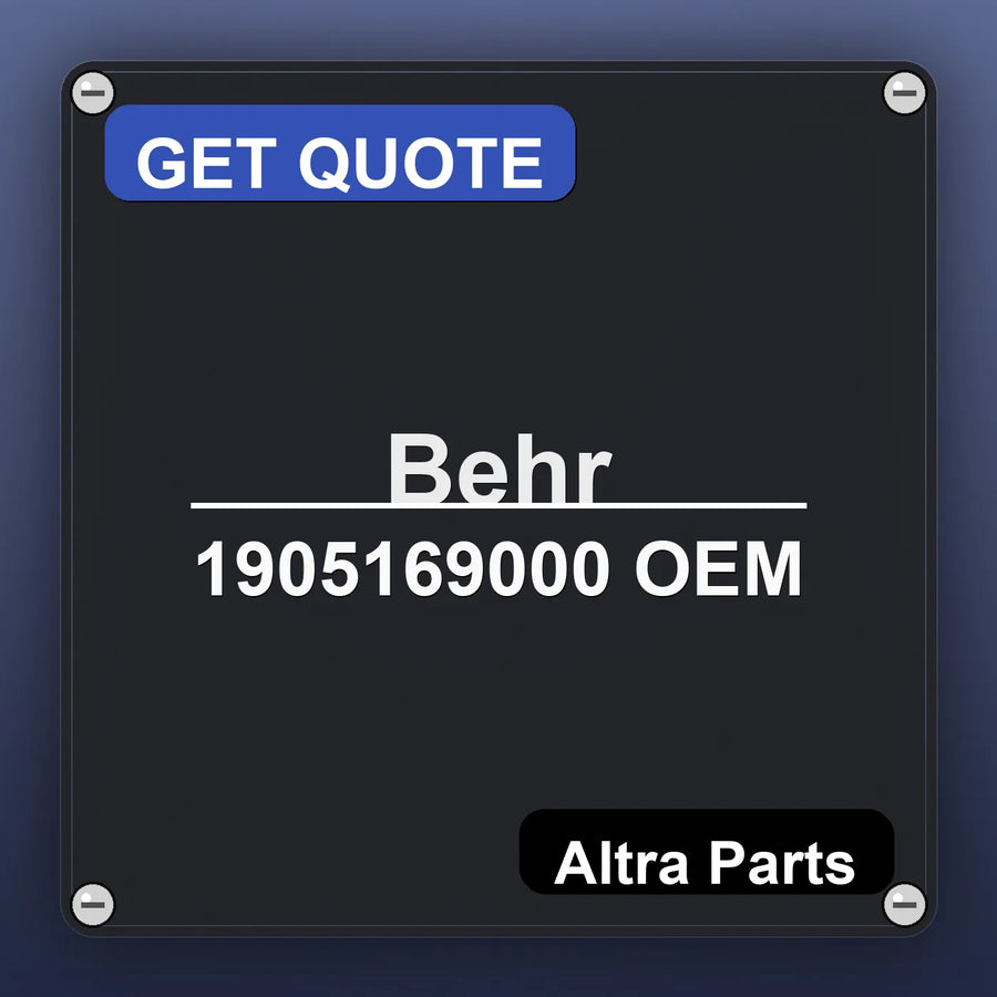Behr 1905169000 OEM industrial nameplate style image – Altra Parts. GET QUOTE.