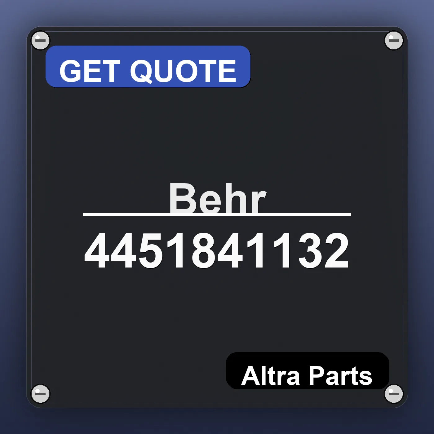 Behr 4451841132 industrial nameplate style image – Altra Parts. GET QUOTE.