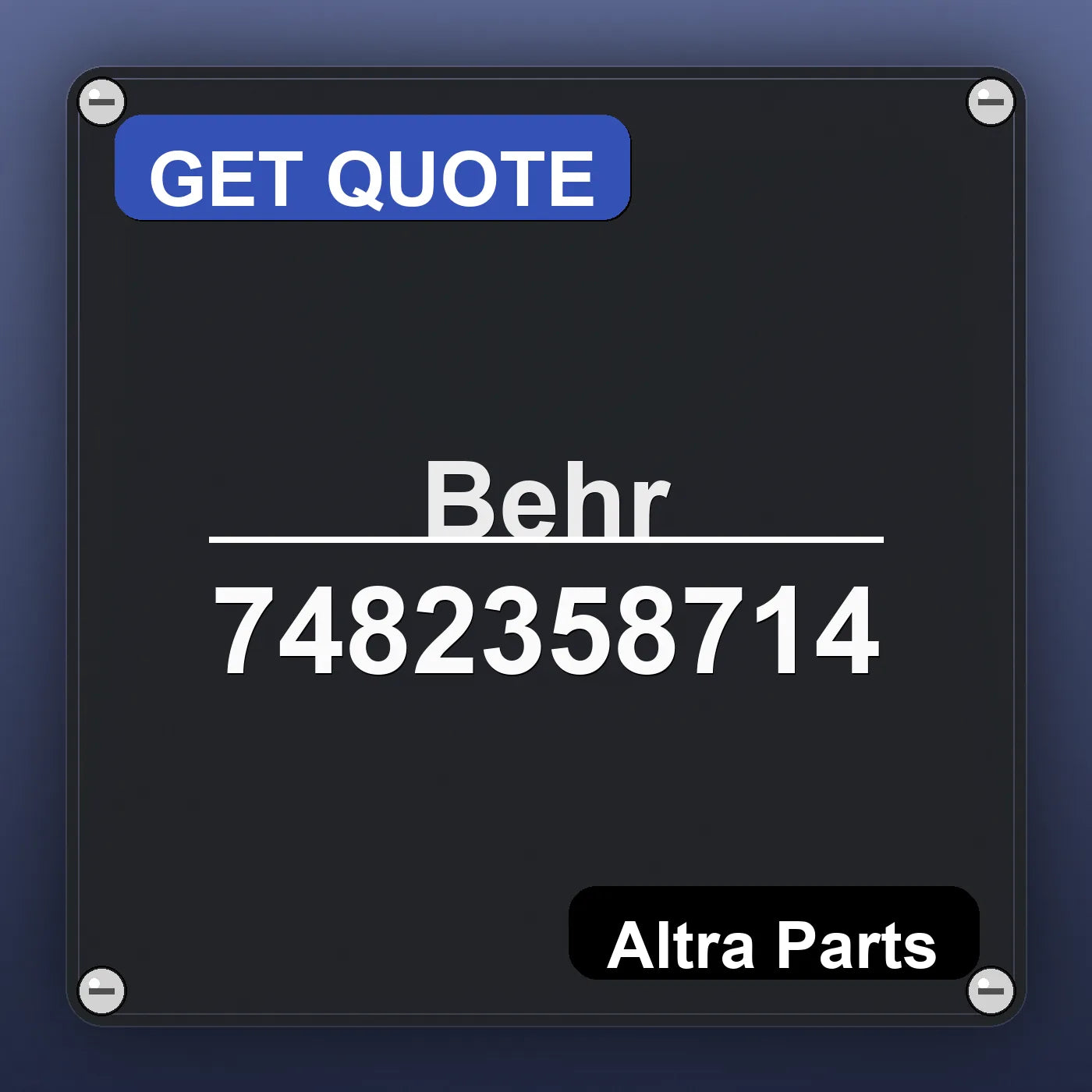 Behr 7482358714 industrial nameplate style image – Altra Parts. GET QUOTE.