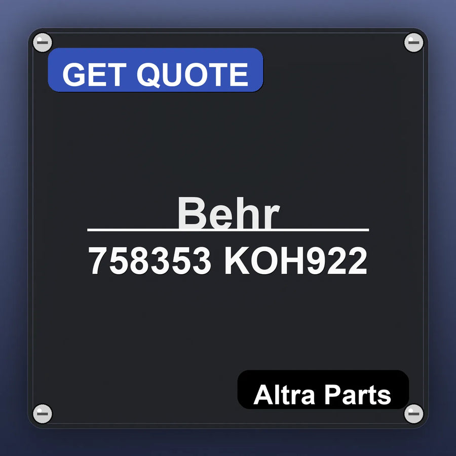 Behr 758353 KOH922 industrial nameplate style image – Altra Parts. GET QUOTE.