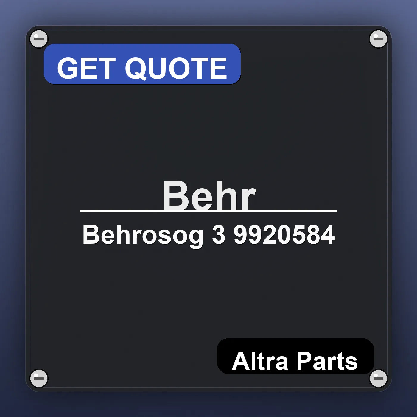 Behr Behrosog 3 9920584 industrial nameplate style image – Altra Parts. GET QUOTE.