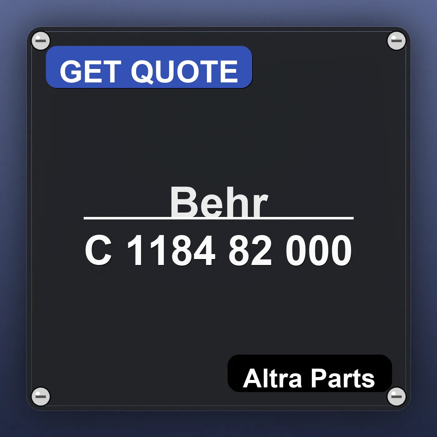 Behr C 1184 82 000 industrial nameplate style image – Altra Parts. GET QUOTE.