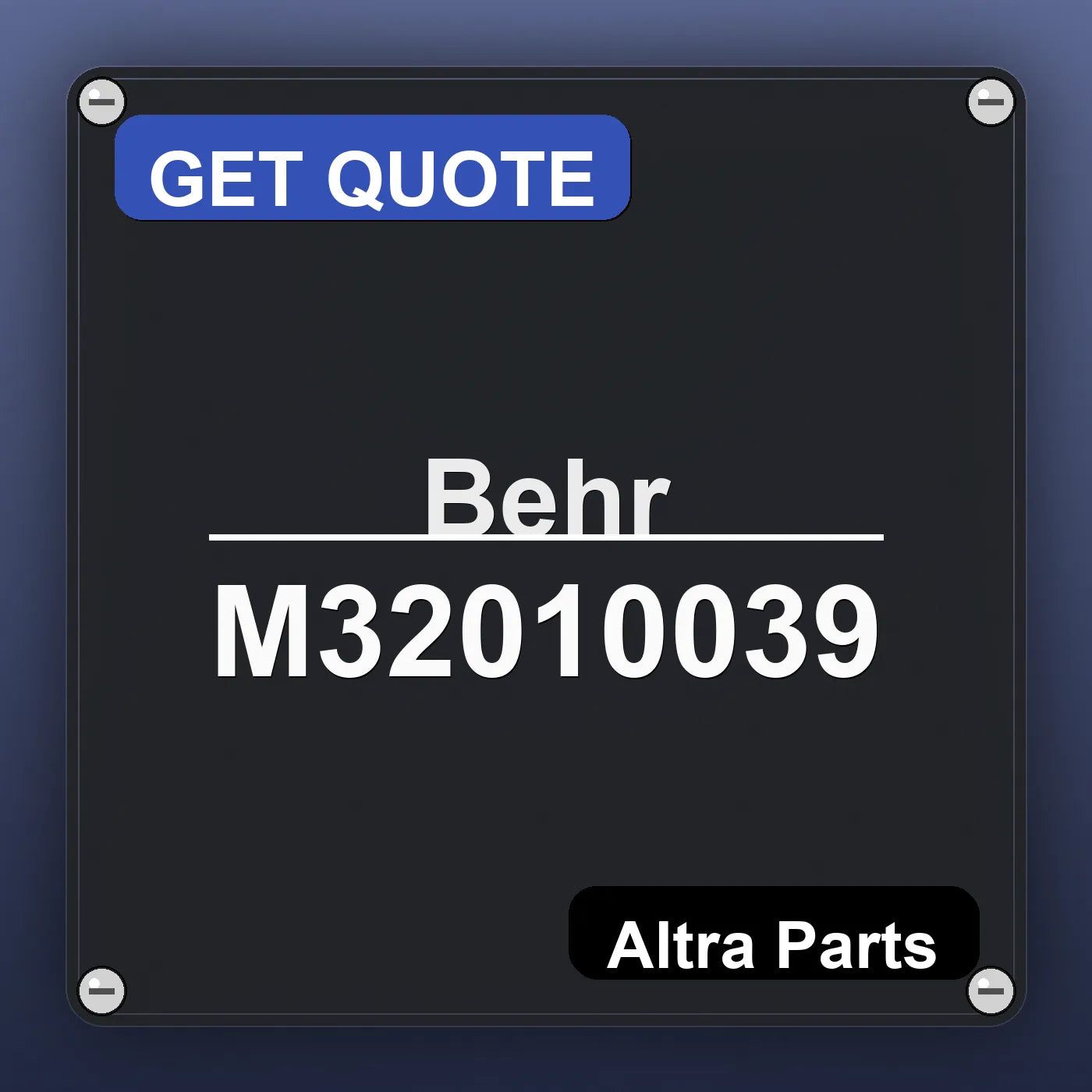 Behr M32010039 industrial nameplate style image – Altra Parts. GET QUOTE.