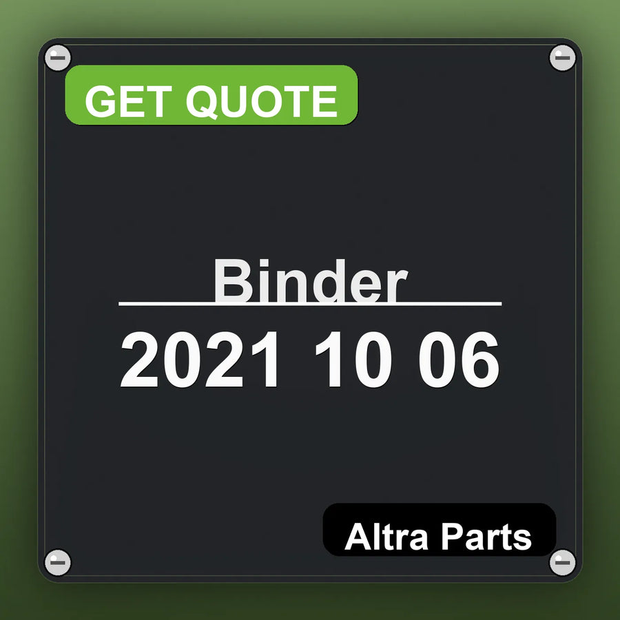 Binder 2021 10 06 industrial nameplate style image – Altra Parts. GET QUOTE.