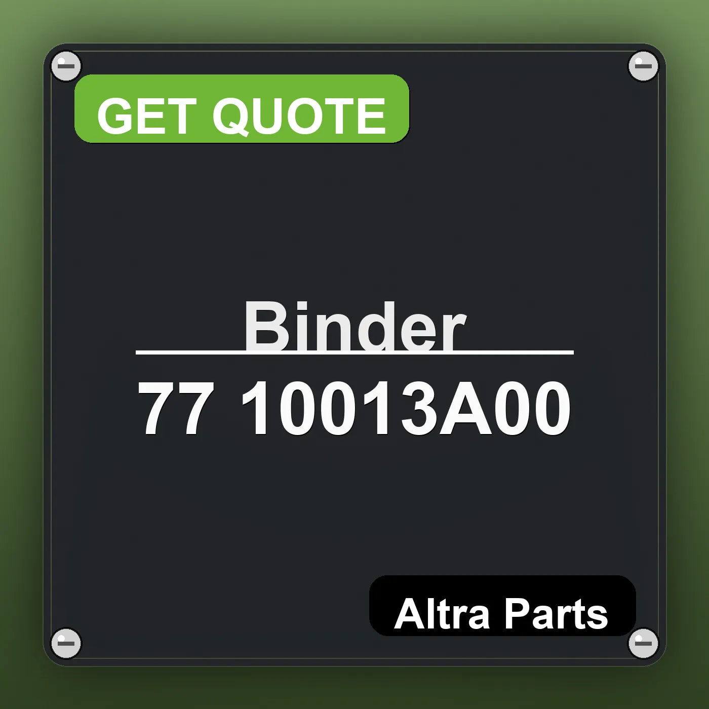 Binder 77 10013A00 industrial nameplate style image – Altra Parts. GET QUOTE.