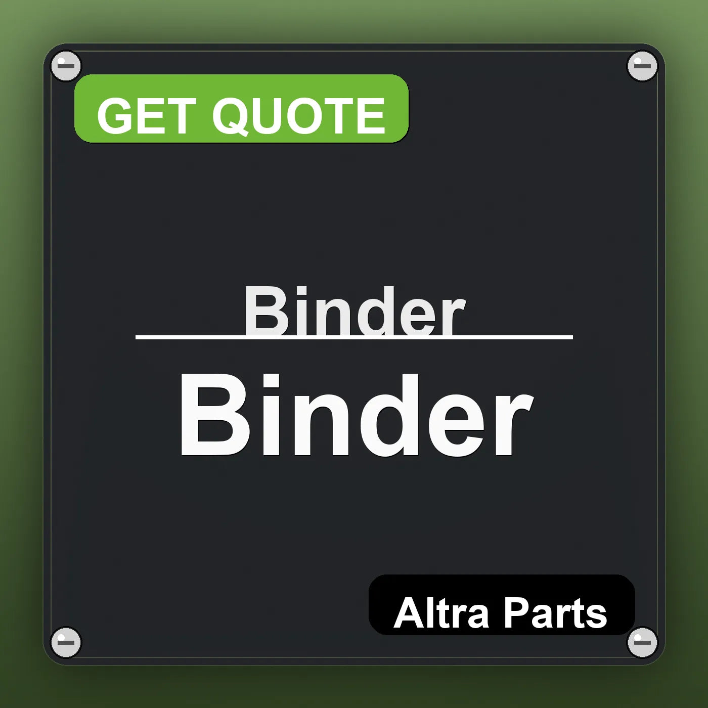 Binder Binder industrial nameplate style image – Altra Parts. GET QUOTE.