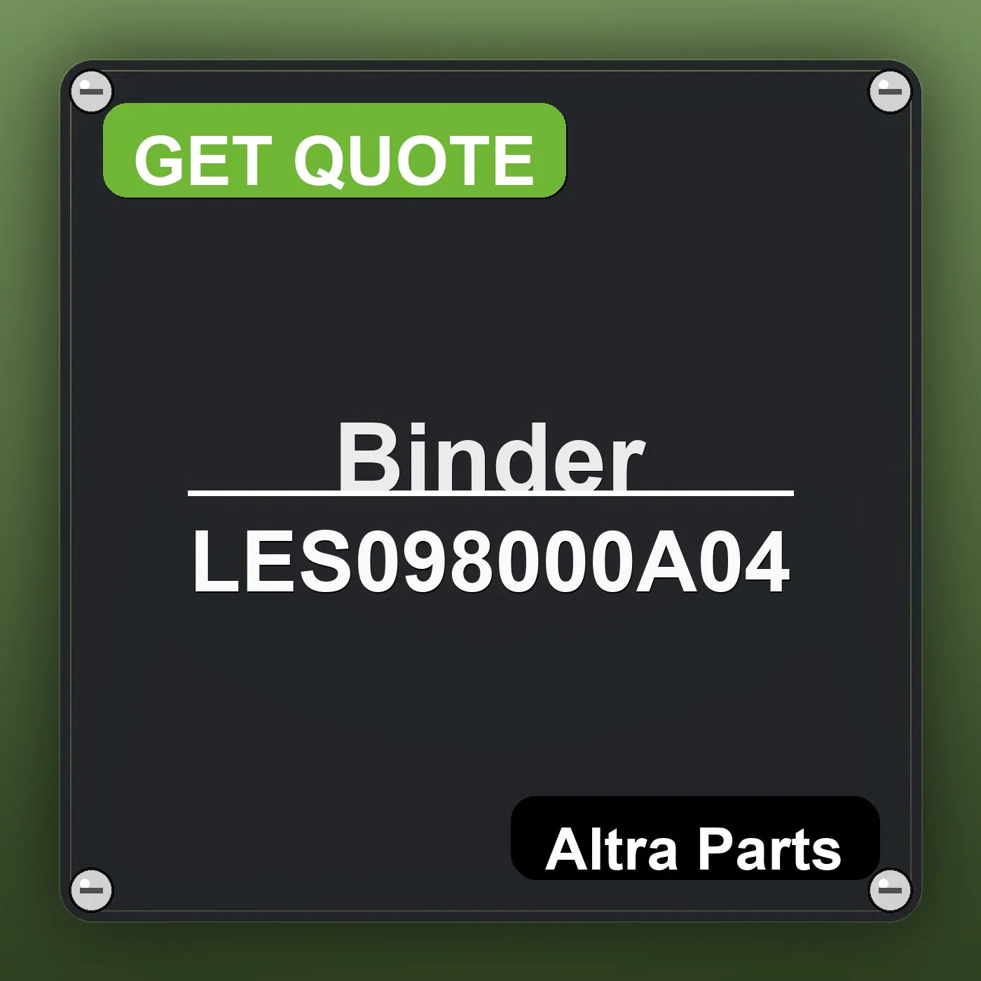 Binder LES098000A04 industrial nameplate style image – Altra Parts. GET QUOTE.