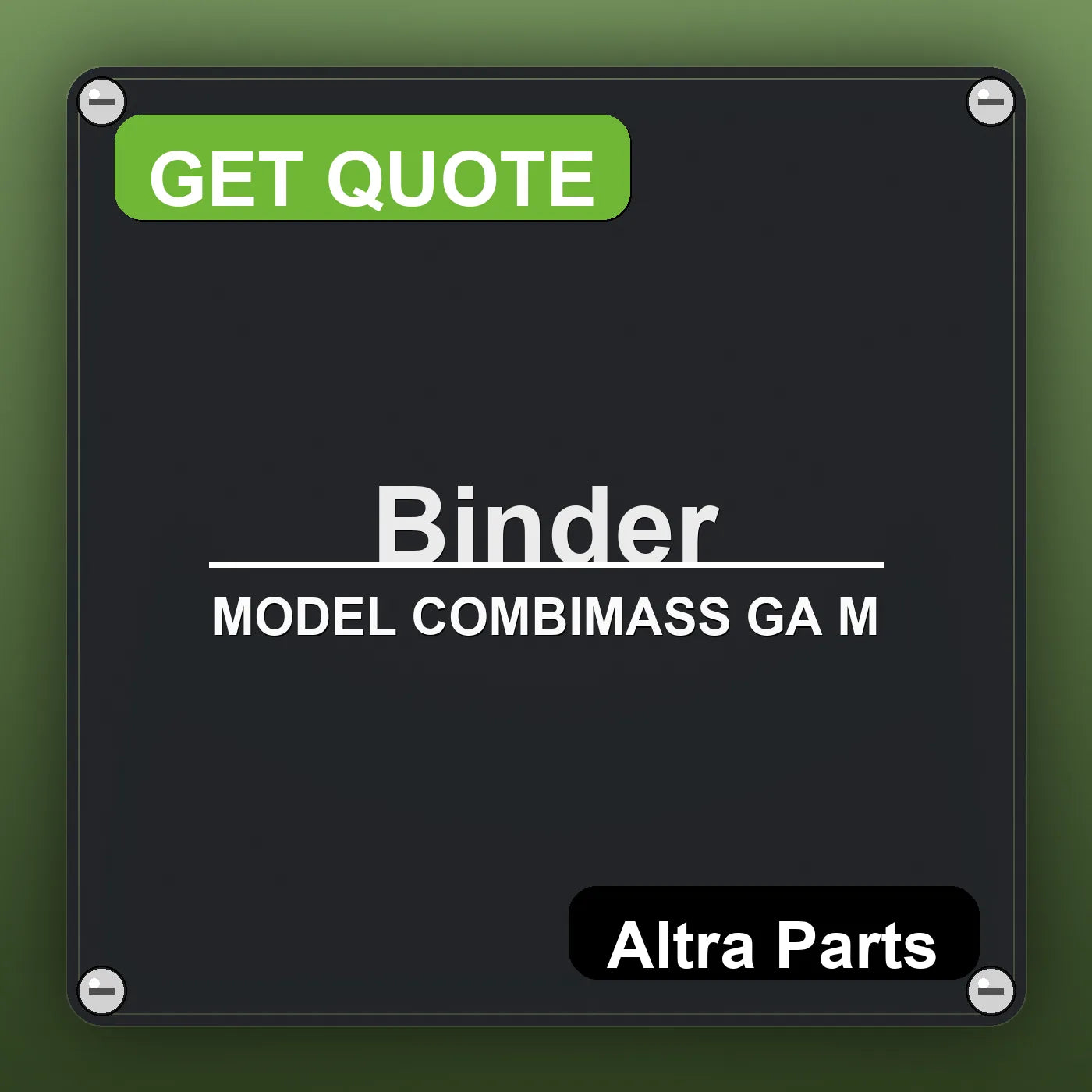 Binder MODEL COMBIMASS GA M industrial nameplate style image – Altra Parts. GET QUOTE.