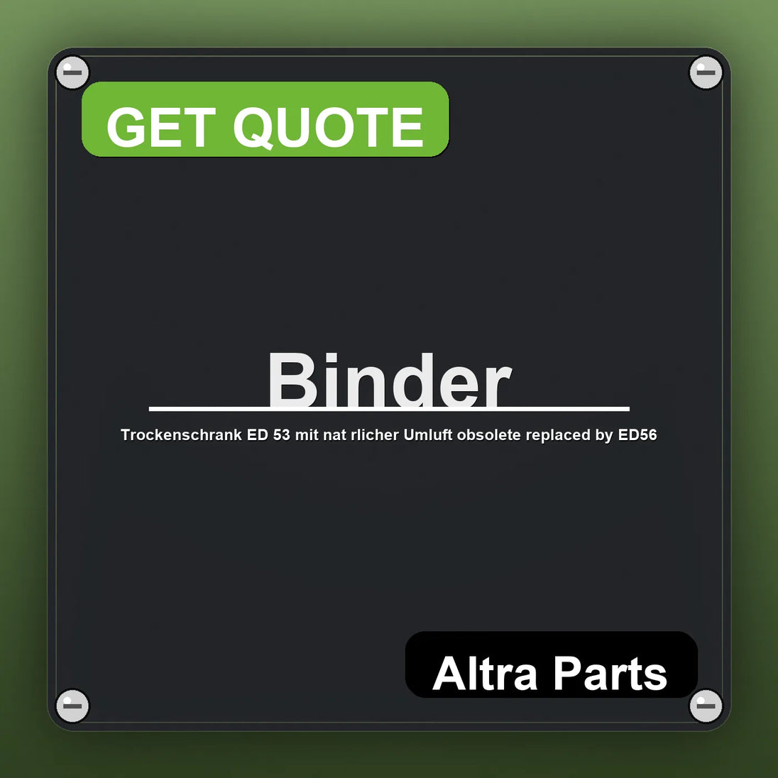 Binder Trockenschrank ED 53 mit nat rlicher Umluft obsolete replaced by ED56 industrial nameplate style image – Altra Pa…