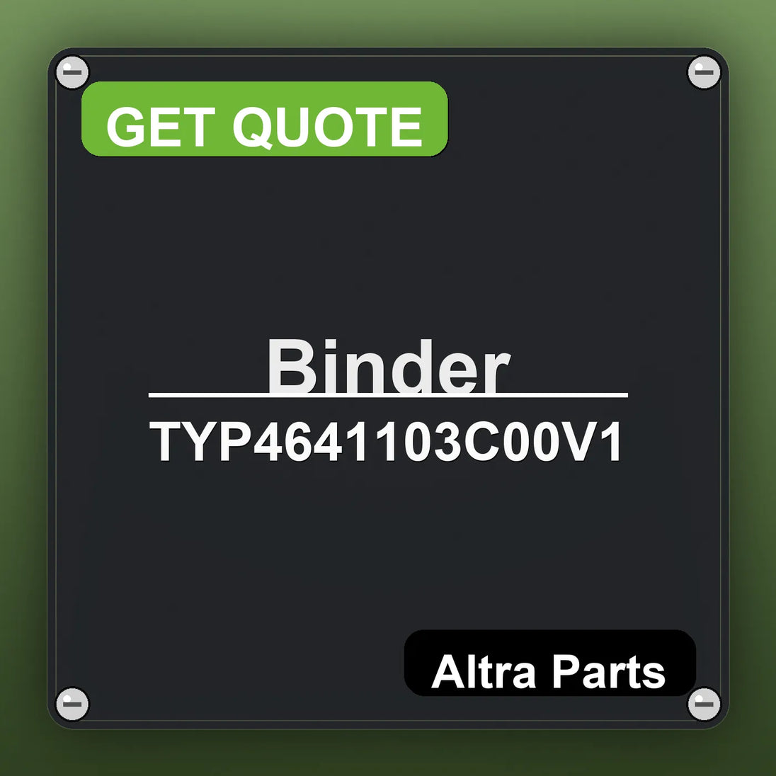 Binder TYP4641103C00V1 industrial nameplate style image – Altra Parts. GET QUOTE.