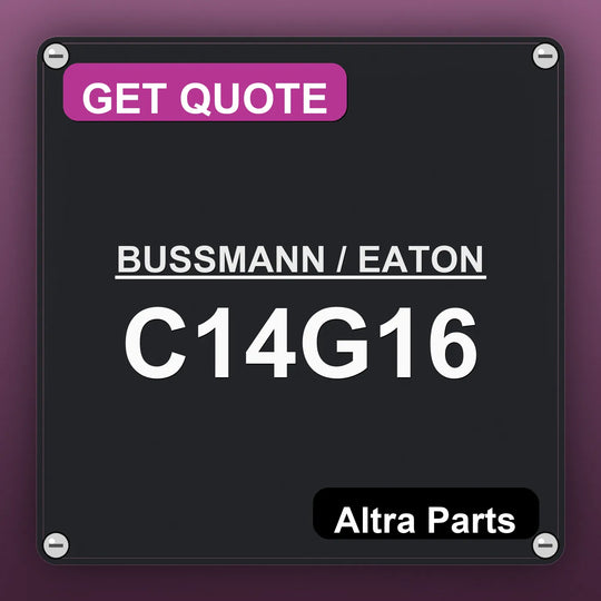 BUSSMANN / EATON C14G16 industrial nameplate style image – Altra Parts. GET QUOTE.
