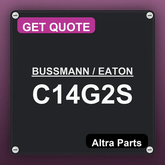BUSSMANN / EATON C14G2S industrial nameplate style image – Altra Parts. GET QUOTE.